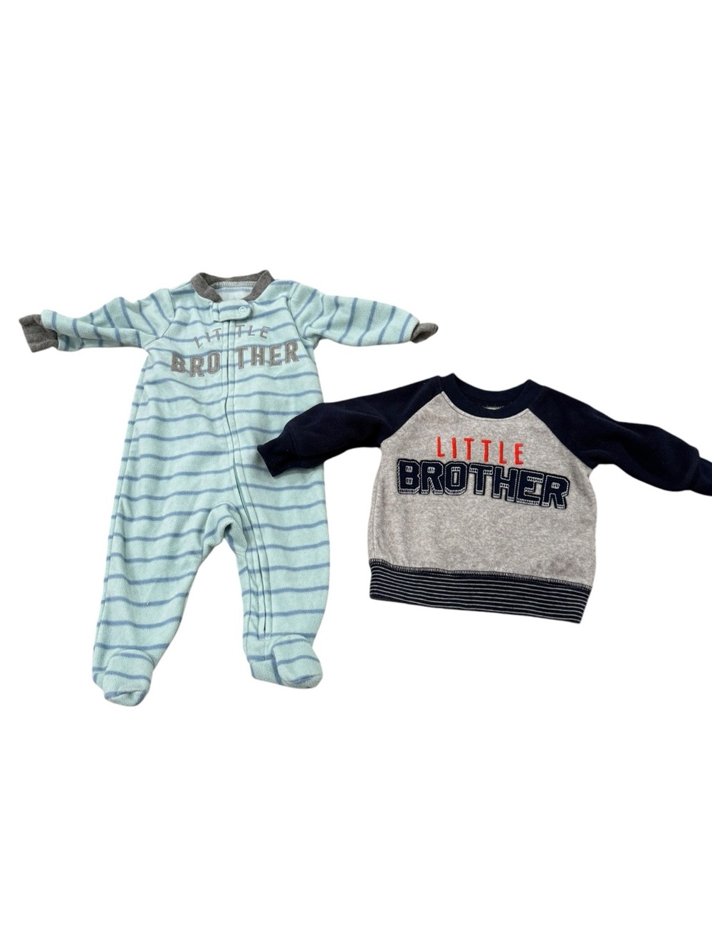 Carter’s Baby Boy Little Brother Fleece Sleeper Sweatshirt Set 0-3M